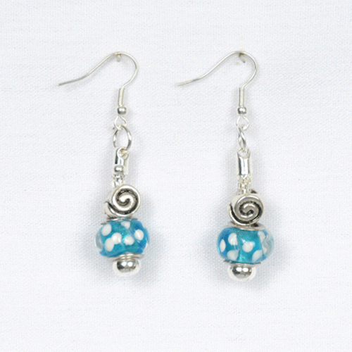 Aqua-Polka-Dot-Earings