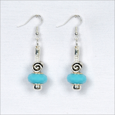 Aqua Blue Solid Faceted Earrings