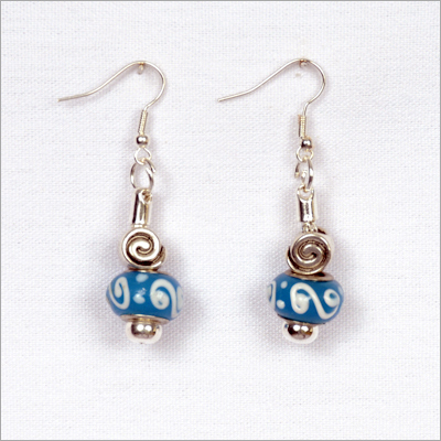 Aqua & White Swirl Earrings