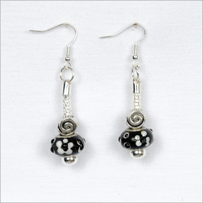 Black and White Flower Earrings