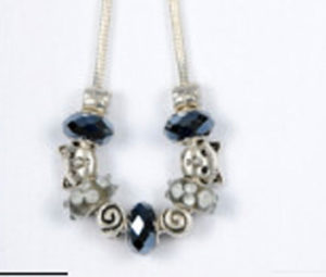 Gray Tabby Cat Beaded Necklace