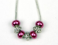 Hot Pink Bling Solid Bead Necklace