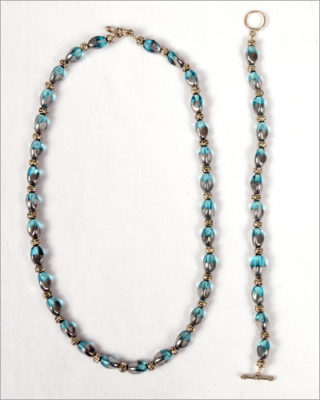 Aqua and Silver Beaded Jewelry Set