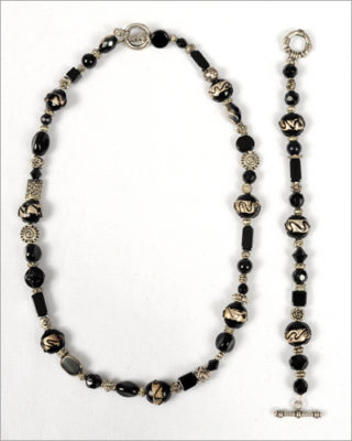 Black and Silver Beaded Jewelry Set