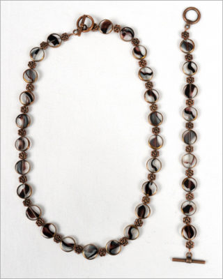 Black Glass Beads with Copper Jewelry Set