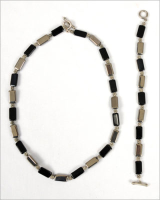 Black Beads with Silver Jewelry Set