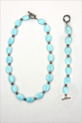 Light Blue Oval Stone Jewelry Set