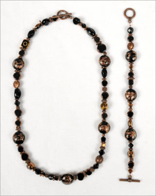 Black and Bronze Beaded Jewelry Set
