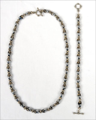 Gray and Silver Beaded Jewelry Set