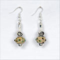 Painted_Lady_Green_and_Beige_Earrings