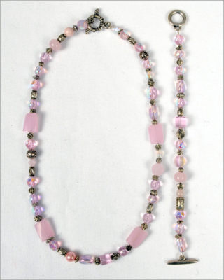 One of a Kind Pink Beaded Jewelry Set