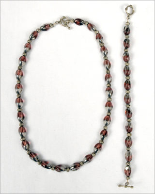 Purple and Silver Beaded Jewelry Set