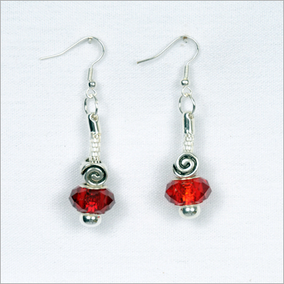 Red Faceted Bead Earrings