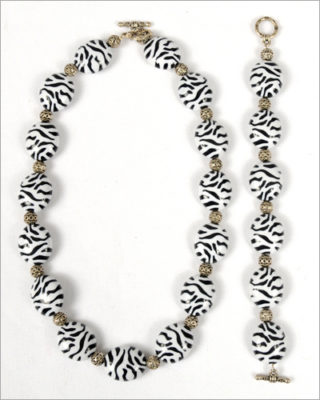 Zebra Beaded Jewelry Set