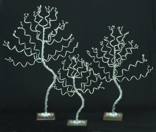 Small Medium and Medium Tall Handmade Tree Sculpture on Slate Base