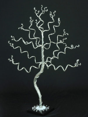 Handmade Wire Tree Sculpture - Medium on Tile