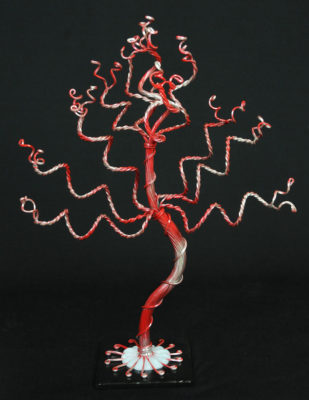 Red Small Handmade Wire Tree on Tile