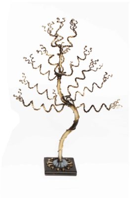 Medium Black & Gold Jewelry Tree on Black Base