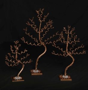 Small, Medium, & Medium Tall Bronze Jewelry Tree Combo on Bronze Bases