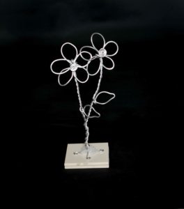 Mini Silver Flower on Ivory Base