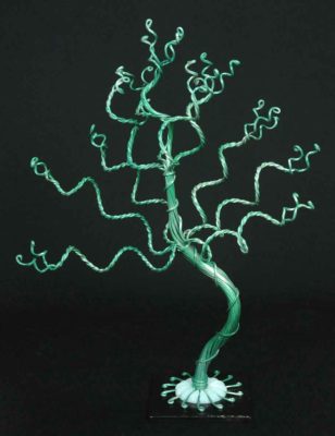 Small Green Jewelry Tree on Black Base