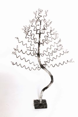 Large Black & Silver Jewelry Tree on Braided Base