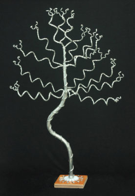 Medium Tall Silver Jewelry Tree on Terra Cotta Base