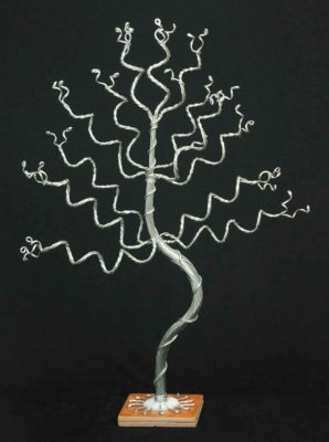 Medium Silver Jewelry Tree on Terra Cotta Base