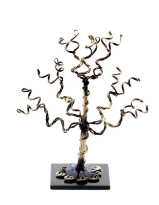 Mini Black & Gold Jewelry Tree on Black Base