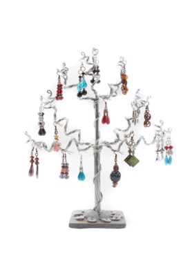 Mini Silver Jewelry Tree on Slate Base