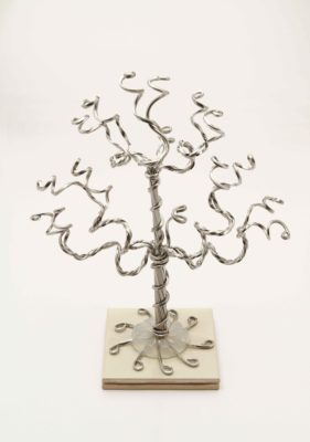Mini Silver Jewelry Tree on Ivory Base