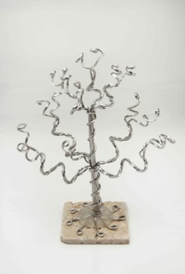 Mini Silver Jewelry Tree on Travertine Base