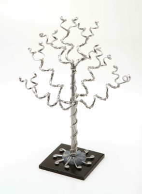 Mini Silver Jewelry Tree on Black Base