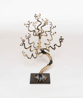 Small Black & Gold Jewelry Tree on Black Base