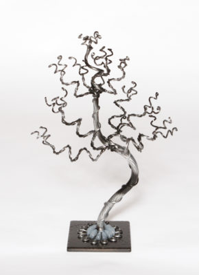 Small Black & Silver Jewelry Tree on Black Base