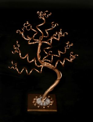 Small Bronze Jewelry Tree on Bronze Base