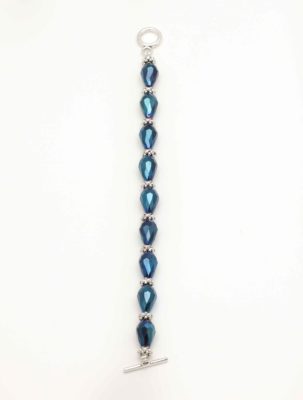 Blue & Flashy Handmade Beaded Bracelet