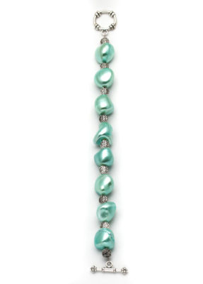 Greenish Blue Shell Handmade Beaded Bracelet