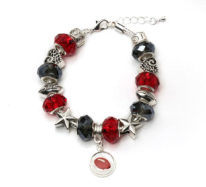 Ohio State Bracelet with Dangling Plain Football Charm