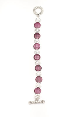 Raspberry Flat Handmade Beaded Bracelet - Lays great!