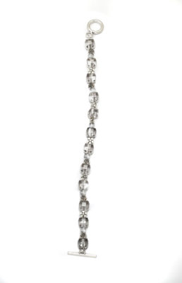 Silver Squres - Glass Handmade Beaded Bracelet