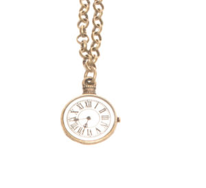 Antique Brass Clock Necklace