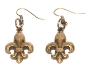Antique Brass Fleur De Lis Earrings