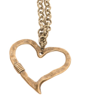 Antique Brass Heart Necklace