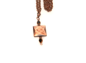 Copper, Bronze & Black Dangling Beaded Pendant Necklace