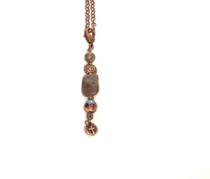 Copper Earthtone Pendant with Dangling Cross