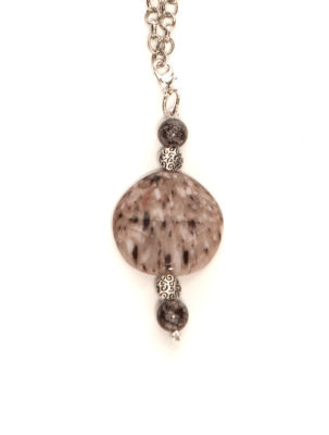 Silver Plated Gray Brown Pendant Necklace