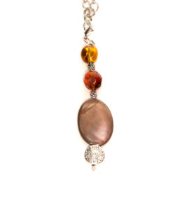 Silver Plated Beaded Pendant with Brown tones