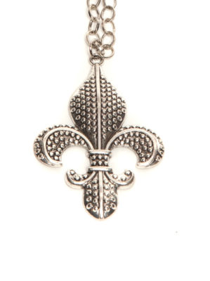 Silver Plated Fleur de Lis Necklace - Metallic