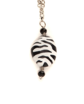 Silver Plated Zebra Dangling Pendant Necklace